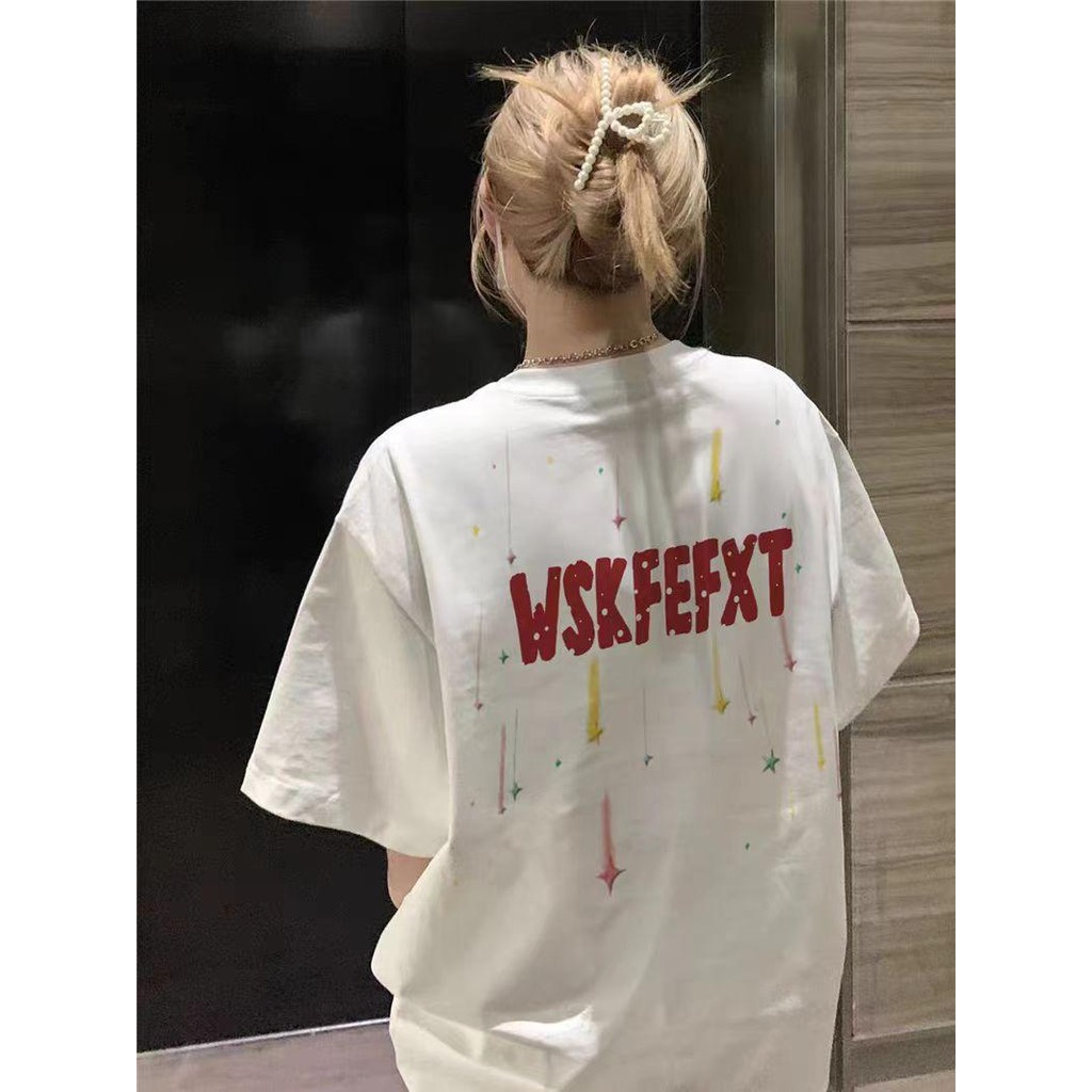 TOP สไตล์สตรีท เสื้อยืด oversize "WSKFEFXT" เย็น โคตรนุ่ม ไม่ต้องรีด unisex