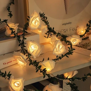 พร้อมส่ง✅💡สายไฟ LED เกล็ดหิมะ/ดอกกุหลาบ/ดาว ไฟตกแต่งห้อ USB+แบตเตอรี่ ไฟประดับวันหยุด