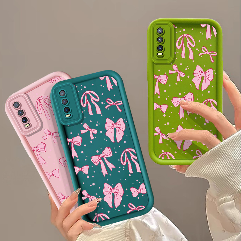 สีชมพูหวานโบว์โบว์สําหรับoppo A57 4G 2022 A53 4G 2020 A7 A5S A79 A93 A94 F11 Reno 4 Reno 5F Realme C