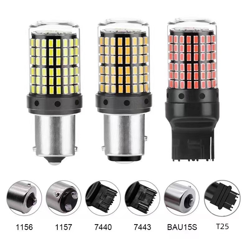 2pcs T20 ไฟเลี้ยวไฟเบรค led CanBus เบรคหลอดไฟสําหรับรถยนต์ 1156 ba15s p21w 1157 7440 7443