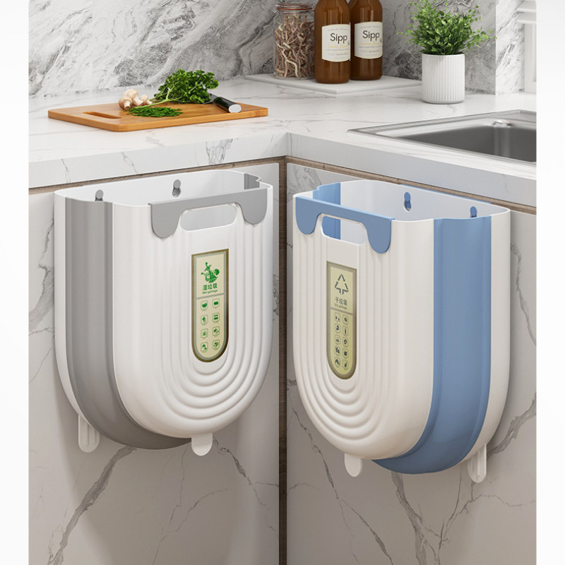 ถังขยะพับได้สําหรับห้องครัวแขวนผนังตะกร้าขยะกันน้ําอเนกประสงค์ตู้ถังขยะถังขยะแบบพับได้สําหรับตู้ครัว - รูปที่ 2