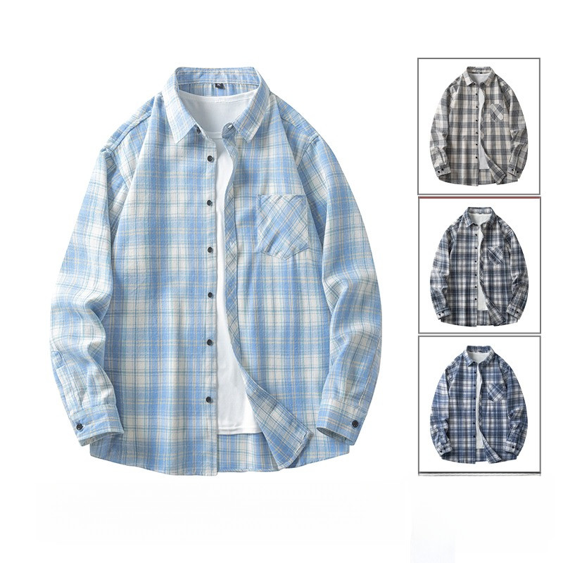 2024ใหม่ในฤดูใบไม้ร่วงของผู้ชายสีจับคู่บางง่ายระบายอากาศเสื้อแขนยาว