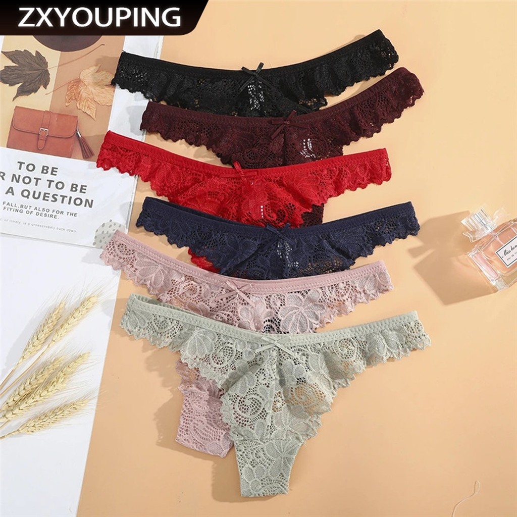 Zxyouping ผู้หญิงลูกไม้ทองต่ําเอวเซ็กซี่ G String กางเกง Hollow T กลับชุดชั้นใน M-XL