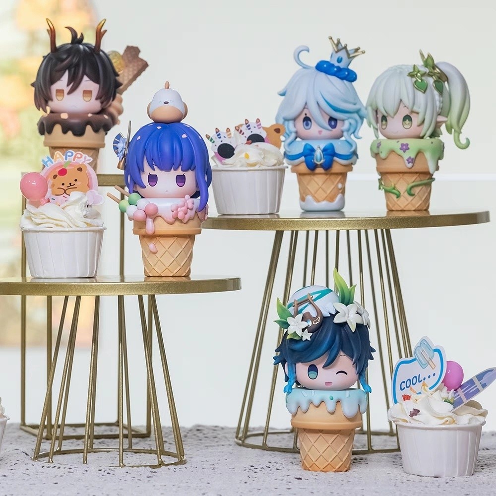 Genshin impact รูป Ice Cream Series Zhongli VENTI furina Action ตกแต่งห้องตารางเครื่องประดับ Dashboard ของเล่น genshin impact ของขวัญของเล่นสำหรับเด็กผู้หญิง