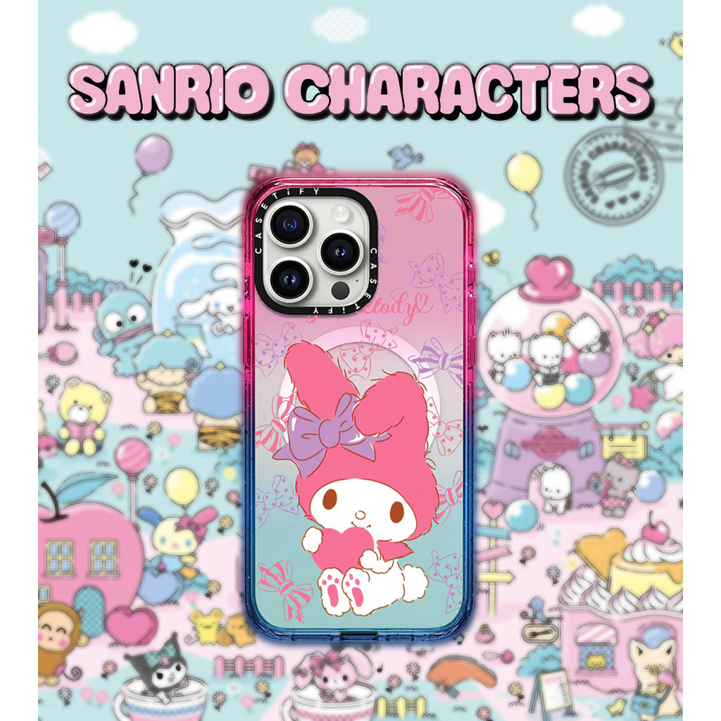 Casetify X Melody Collection Color Clear Hard Case เคสโทรศัพท์ Impact Case สําหรับ Apple IPhone 12 13 14 15 16 Pro Max Plus พร้อมกล่อง