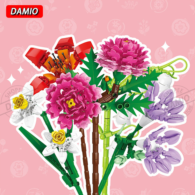 [60 款] ปริมาณใหญ่ที่สุดการสร้างกล้วย Bird of Paradise Orchid Tulips Daffodils ช่อดอกไม้กุหลาบ Creator Expert Botanical Collection Building Blocks