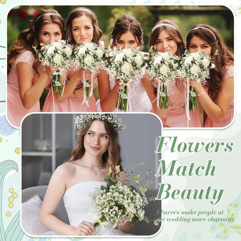 Lontime 10 ชิ้น Gypsophila ดอกไม้, ประดิษฐ์ตกแต่งบ้านปลอม Baby Breath ดอกไม้, Party Supply ช่อดอกไม้ DIY อุปกรณ์เสริมพลาสติกจําลองดอกไม้คริสต์มาส - รูปที่ 3