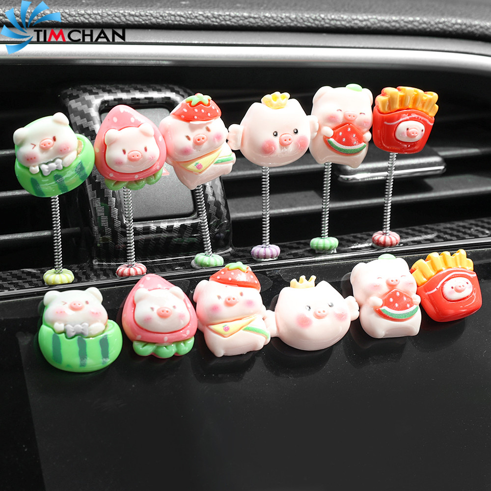 6ชิ้น/เซ็ตลูกหมูตกแต่งรถ-เรซิ่นสัตว์ขนาดเล็ก-คอนโซลกลางเครื่องประดับ-แดชบอร์ดเขย่าของเล่น-โฮมออฟฟิศสก์ท็อปตกแต่ง-น่ารัก,การ์ตูน,ตลก