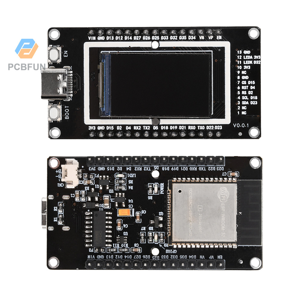 Pcbfun Esp32 1.4 นิ้วหน้าจอ Lcd Wifi บอร์ดพัฒนาบลูทูธออนบอร์ด Esp32-Wroom-32 โมดูล Type-C
