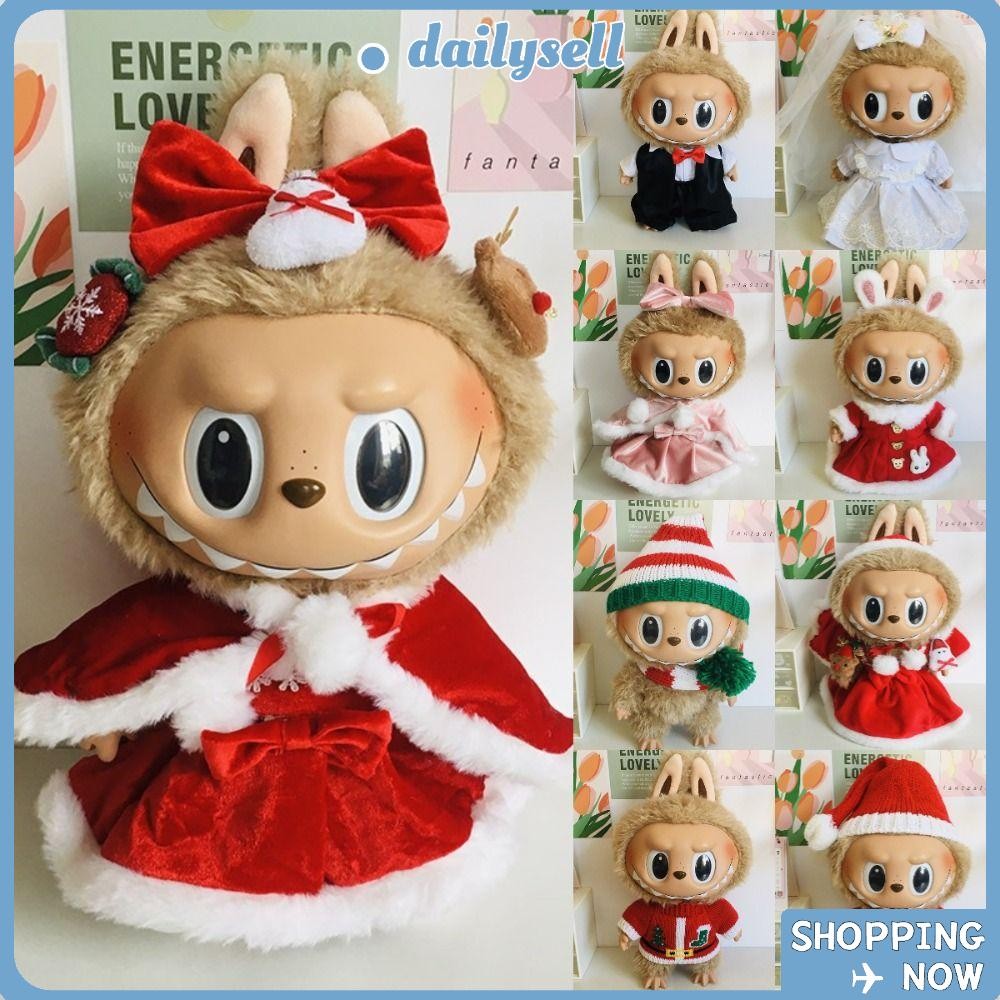เสื้อผ้าตุ๊กตา DAILY หมวกคริสต์มาสทดแทน เสื้อผ้า Labubu ผ้าพันคอคริสต์มาสหลายสไตล์ เสื้อกันหนาวคริสต์มาสทํามือ ตุ๊กตาข้อต่อ