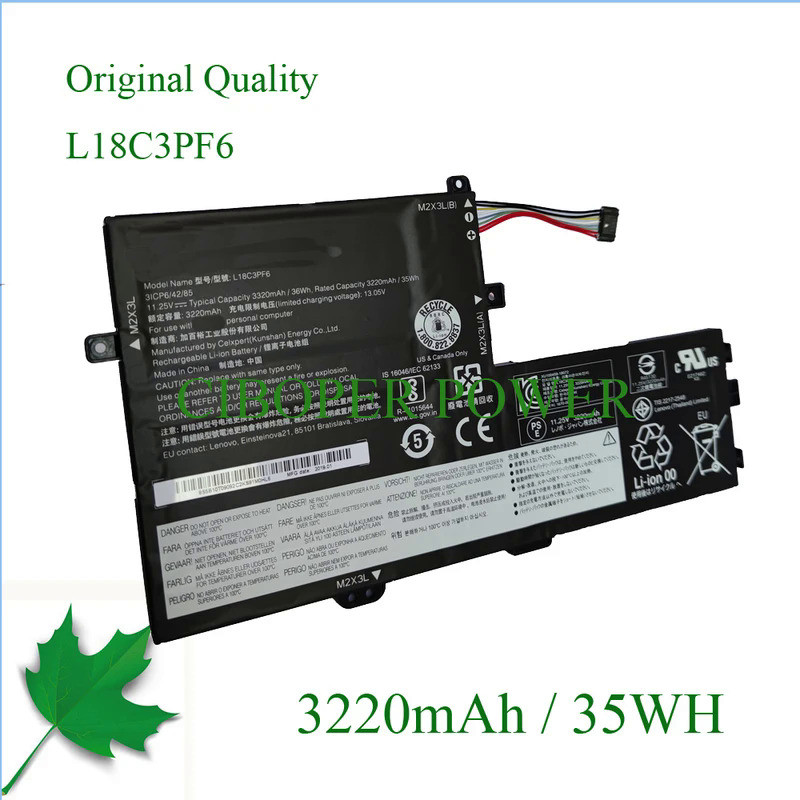 CP Laptop Battery L18C3PF6 L18M3PF7 L18C3PF7 L18L3PF2 L18M3PF6 35Wh/3220mAh For IdeaPad S340-14IML S