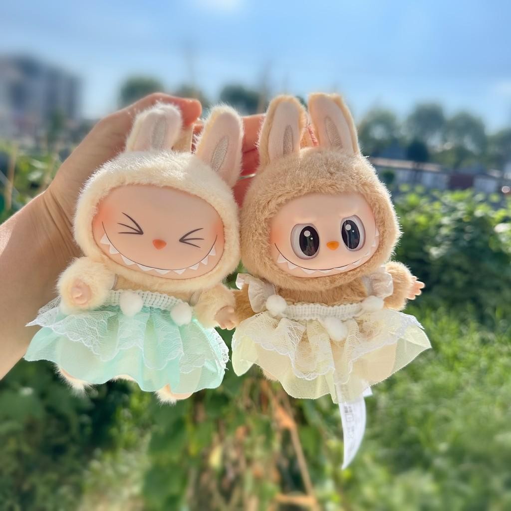 Ys เฉพาะเสื้อผ้า: 15 ซม. Labubu V2 เสื้อผ้าจี้ Labubu นั่ง Party Dress กระโปรงสายรัดหวานน่ารัก