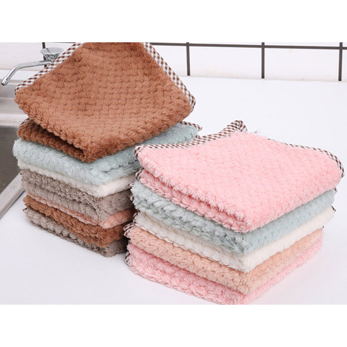 S0448 ผ้าเช็ดจาน 25*25ซม. เครื่องครัว ซับน้ำดี เย็บขอบ ผ้าเช็ดมือ ผ้าขี้ริ้ว ผ้าเช็ดอเนกประสงค์