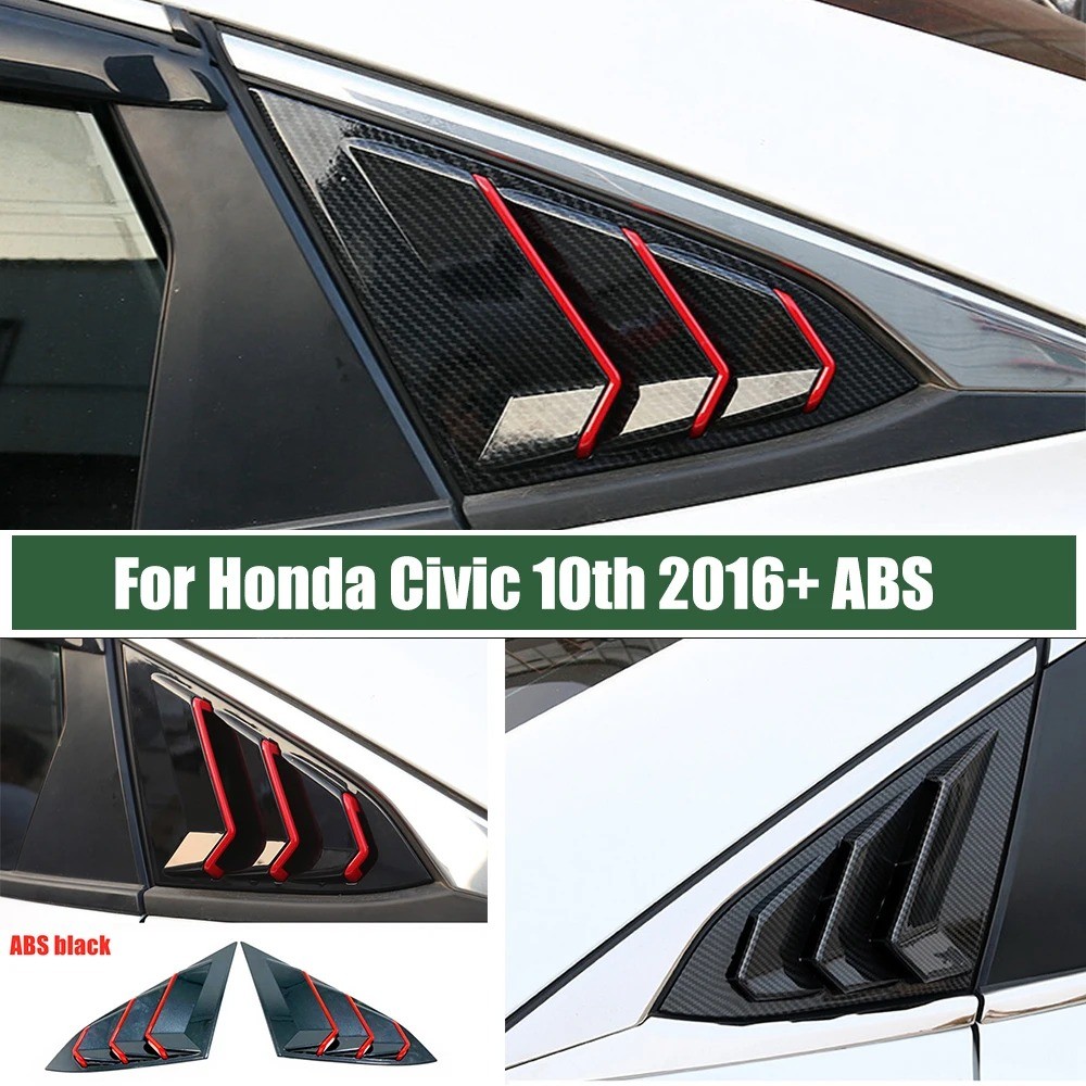 Honda Civic Fc 10th 2016-2020 หน้าต่างด้านหลังสามเหลี่ยมชัตเตอร์สติกเกอร์ Trim อุปกรณ์ตกแต่งรถยนต์