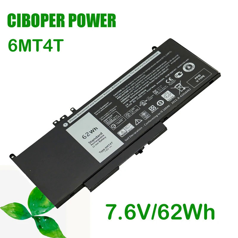 CP Laptop Battery 6MT4T 7.6V 62WH For Latitude E5470 E5570 M3510 15.6" Sereis Notebook 7V69Y TXF9M 7