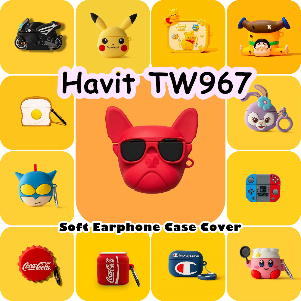 ส่วนลด สําหรับ Havit TW967 กรณีการ์ตูนซิลิโคนอ่อนนุ่มที่เรียบง่ายหูฟังกรณีปลอก NO.6