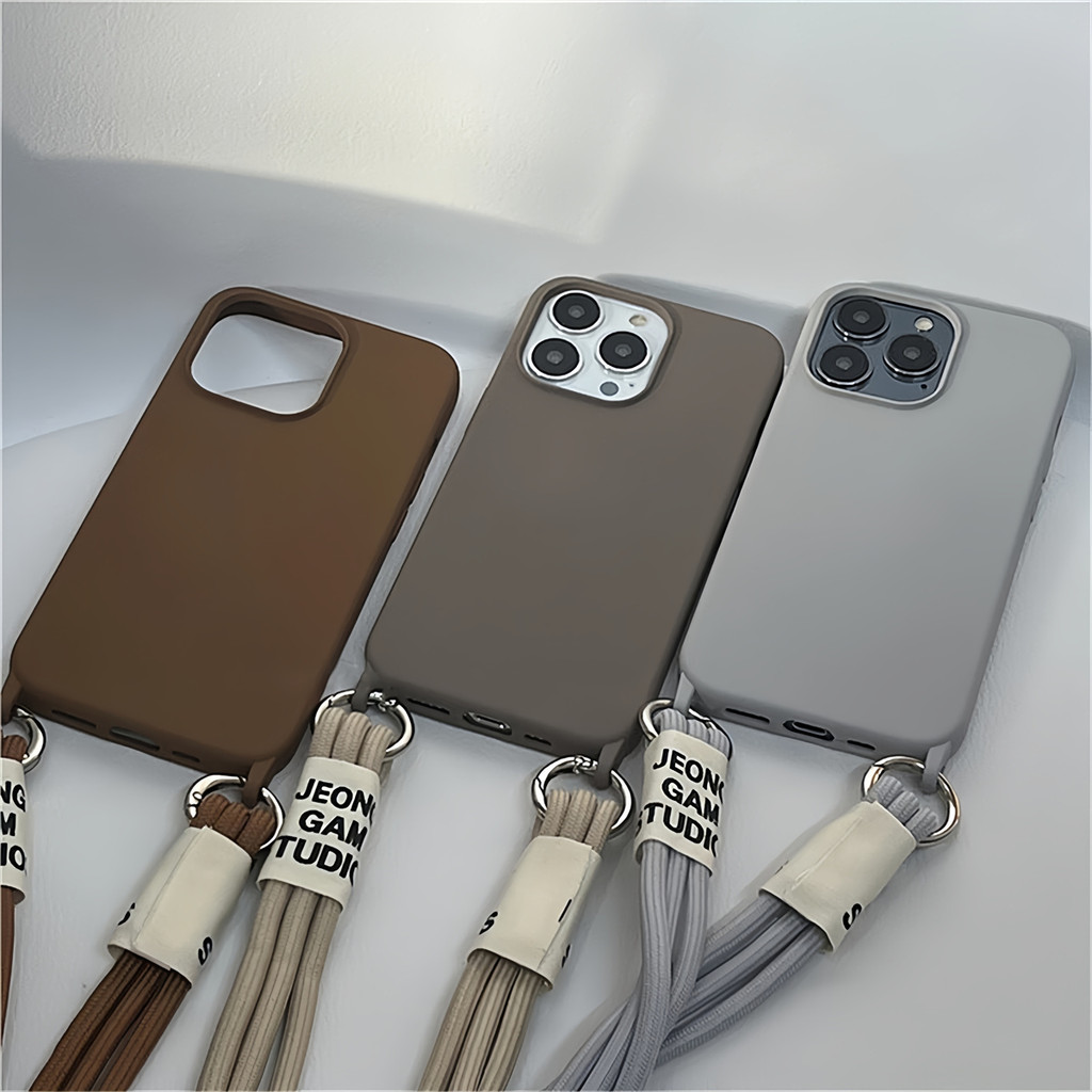 แฟชั่นcrossbody Lanyardเคสโทรศัพท์สําหรับiPhone 16 15 14 13 11 12 Pro Max Plusพร้อมสร้อยคอสายคล้องคอธรรมดาสีซิลิโคน