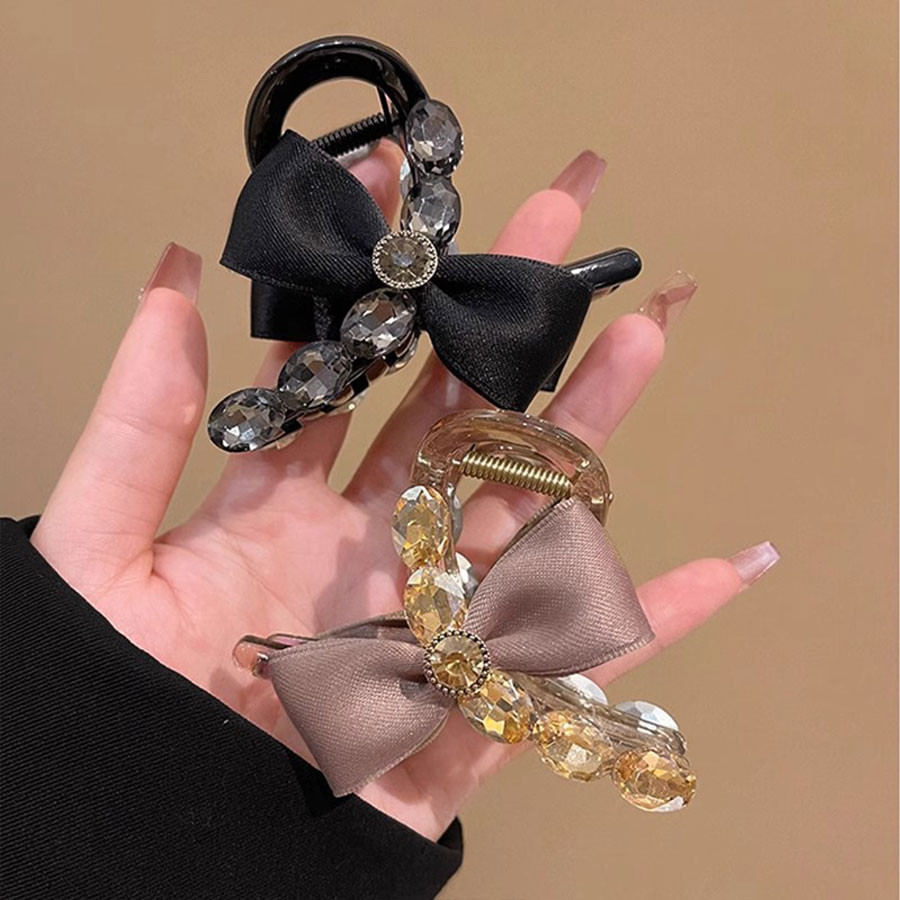 Niche ประณีต Rhinestone Bow Grab คลิปอารมณ์ระดับไฮเอนด์แฟชั่นเครื่องประดับผม