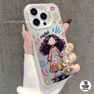 เคสไอโฟน11ซิลิโคนนุ่มเคสโทรศัพท์ Curly Haired Graffiti Girl For IPhone 11 13 12 14 15 11 Pro MAX 7PLUS X XR XS เคสมือถือ