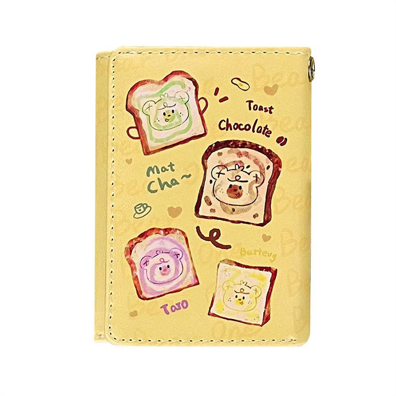 Juststar Ladies Wallet Toast Bear Compact Large Capacity Multi slot Change Card Bag