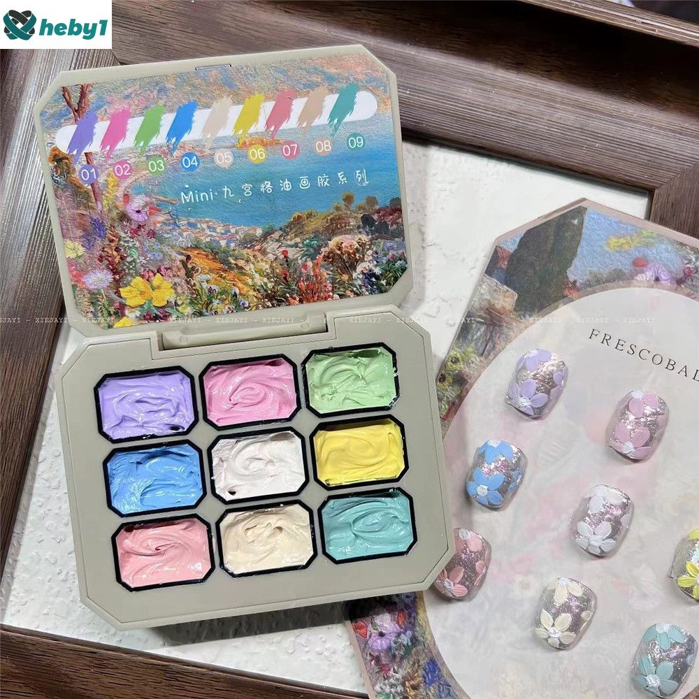 【ลดราคา】กาวติดเล็บ 3 มิติ 3 มิติ กาวติดเล็บแบบไม่ต้องล้างออก Xiaoying กาวติดเล็บ 3 มิติ 9 ช่อง เจลทาเล็บลายดอกไม้ 3 มิติ เคลือบเงา แข็งแรง ทนทานสูง heby1