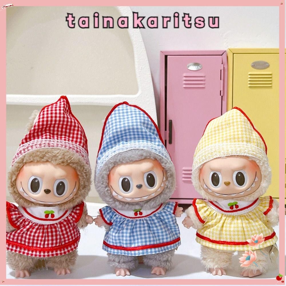 Tainakaritsu Labubu เสื้อผ้าตุ๊กตา, เชอร์รี่น่ารัก Labubu กระโปรง, Kawaii Handmade ลายสก๊อตการ์ตูนตุ๊กตาอุปกรณ์เสริมสําหรับ 17 ซม. Labubu ตุ๊กตา