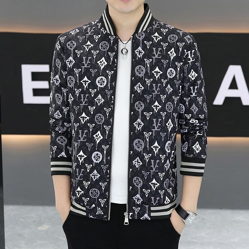 2024 Street Wear Mens Spring New Jacket Mens Casual Slim-fit Top แฟชั่นพิมพ์เบสบอลอินเทรนด์เยาวชนแจ็คเก็ต [คลังสินค้าพร้อม]