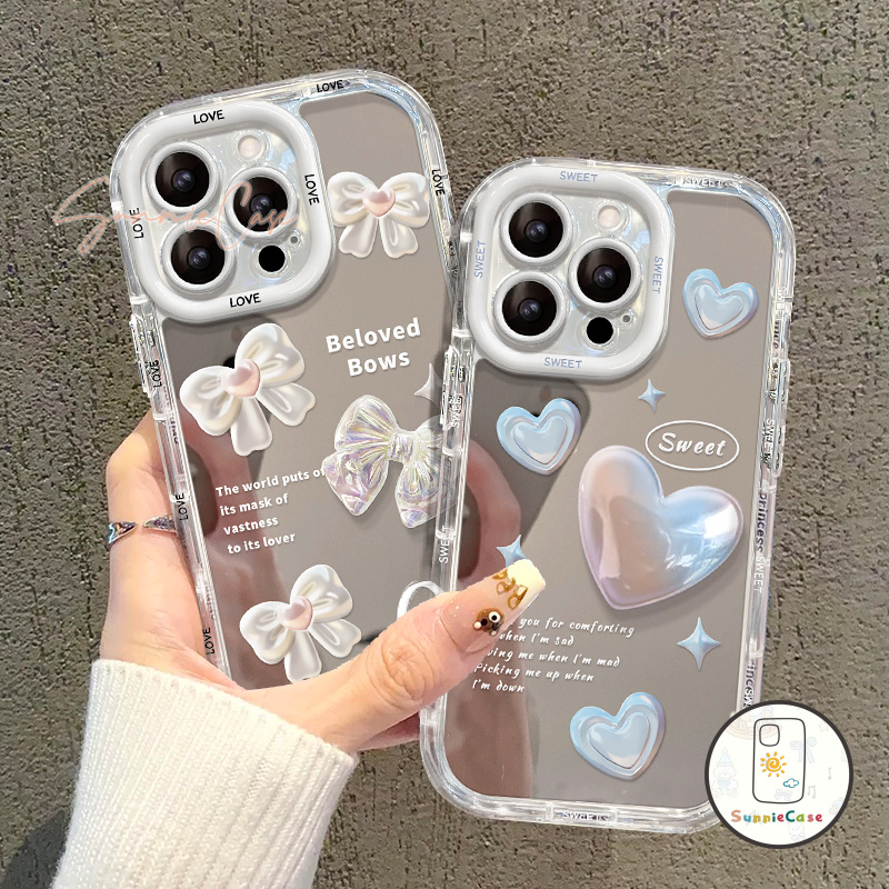 เคส IPhone 12 7 Plus15 13 14 11Pro Max X XS 7 14 15 8 Plus XR Max SE 2020 คำนับ ความรัก โรแมนติกพื้นผิวกระจกแฟชั่น เคส