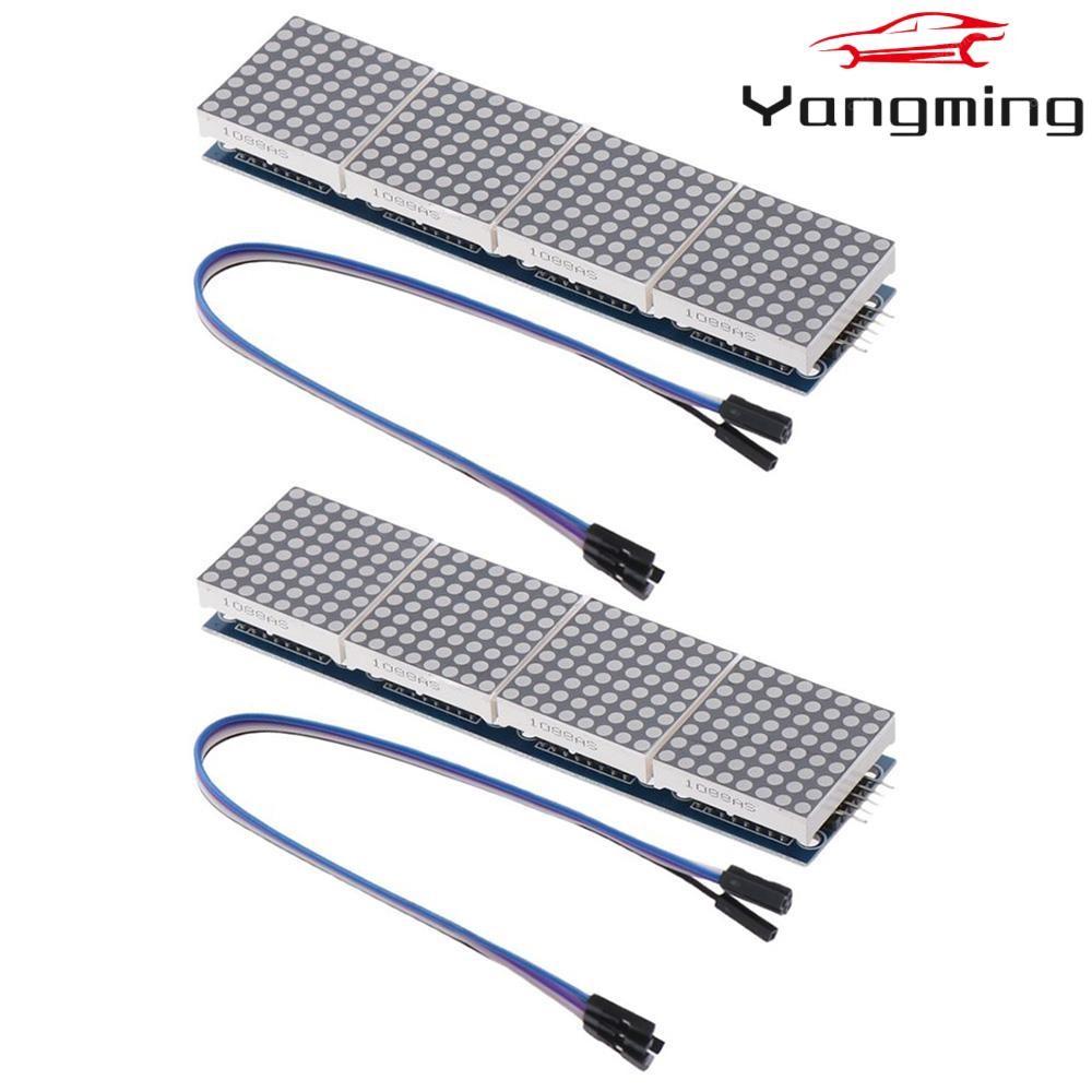 Yangming Dot Matrix Module, พร้อมสายไฟ 5Pin สีแดง 4 in 1 โมดูลจอแสดงผล LED, ใช้งานได้จริง 5V MAX7219 วงจรรวม Arduino Raspberry Pi Microcontroller