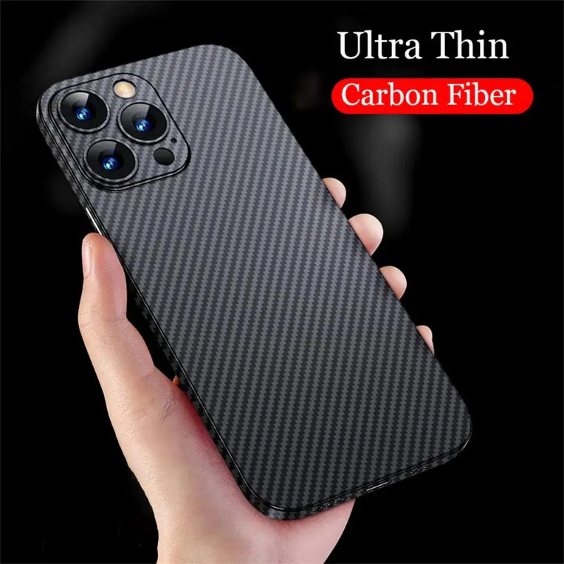 คาร์บอนไฟเบอร์กันกระแทกสําหรับiphone 16 15 14 13 12 11 Pro Max Plus Mini Anti-Fingerprints Anti-FallปกหลังสําหรับiPhone XS Max 8 7 6 6S Plus SE 2020 2022 XR X