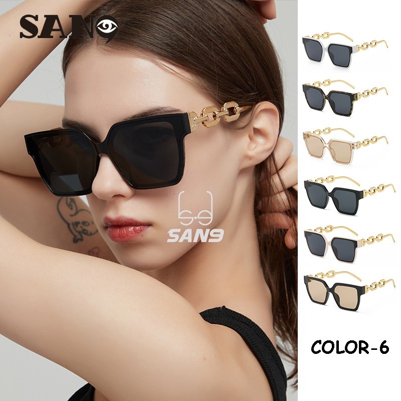 สินค้าพร้อมCOD (San9)แว่นกันแดดเท้าโซ่เกาหลีรุ่นใหม่พร้อมป้องกันรังสียูวี 400