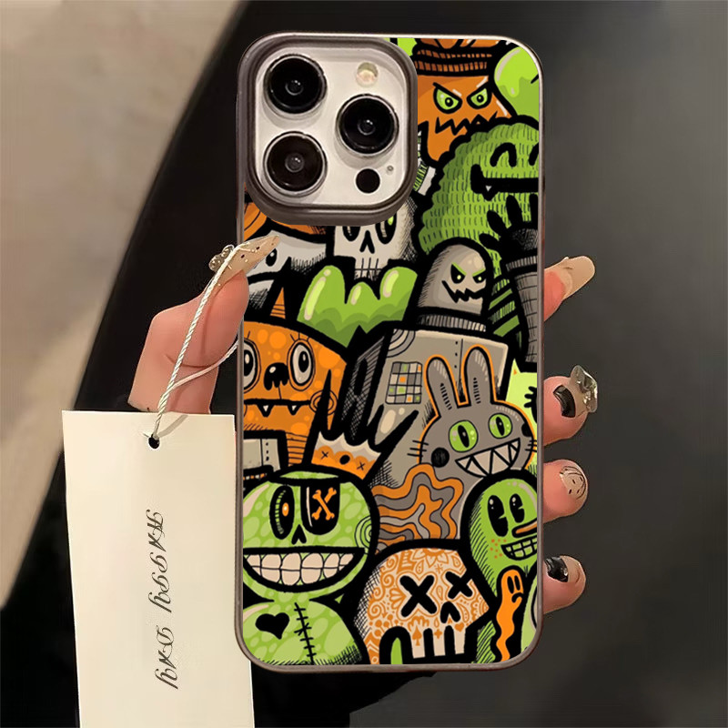 เคสโทรศัพท์มือถืออะคริลิคใสตุ๊กตากราฟฟิตีFor iPhone 11 13 15 เคส ไอโฟน12 14 ProMax 7 8Plus X XR XSMaxกันกระแทก ส่งจ