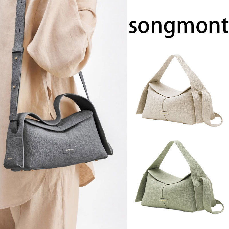 Songmont Small Drippy Roof Sling Bag [พร้อมกล่องของขวัญดั้งเดิมและถุงเก็บฝุ่น] Leather Commuting Handbag Cross body Bag Hobo Bag Hanging-ear