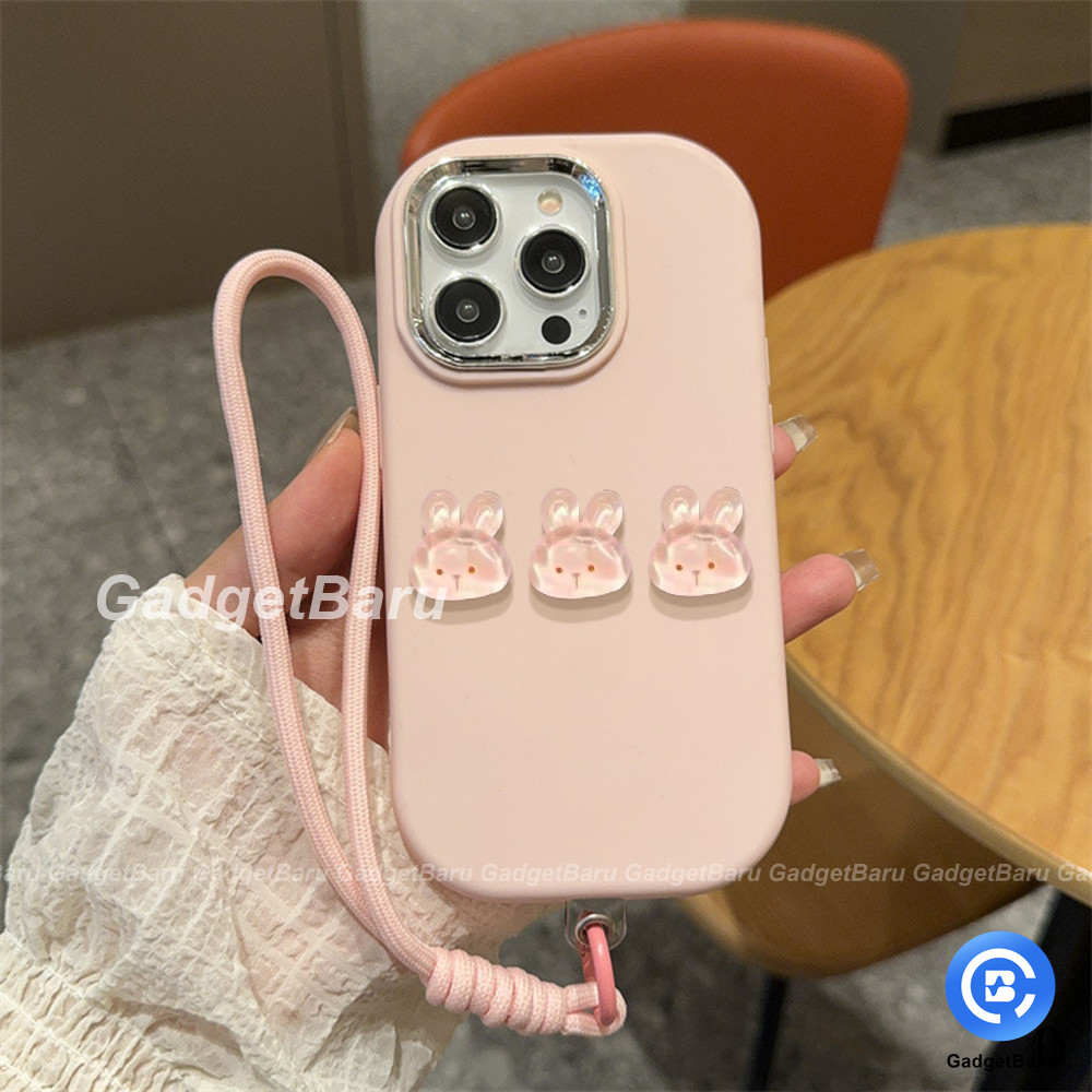 พรีเมี่ยมสีทึบซิลิโคนเคสโทรศัพท์ + น่ารักความงามสามมิติกระต่ายสติกเกอร์สําหรับ INFINIX CC7 X650 X650
