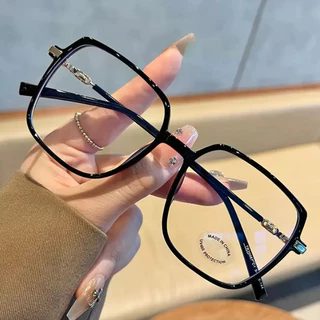 👓แว่นสายตาสั้น👓 -50~550° แว่นป้องกันแสงสีฟ้า กรอบขนาดใหญ่ แว่นตาแฟชั่นสไตล์เกาหลี 045