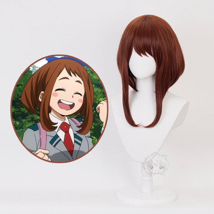 วิกผมสีน้ําตาลสําหรับ My Hero Academia OCHACO URARAKA สําหรับผู้หญิงสําหรับอะนิเมะคอสเพลย์วิกผม