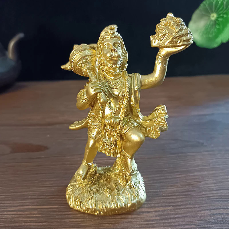 Gold Hanuman Statue Figurine Ornaments Resin Indian Hindu Monkey God Buddha Statues Sculpture Home D