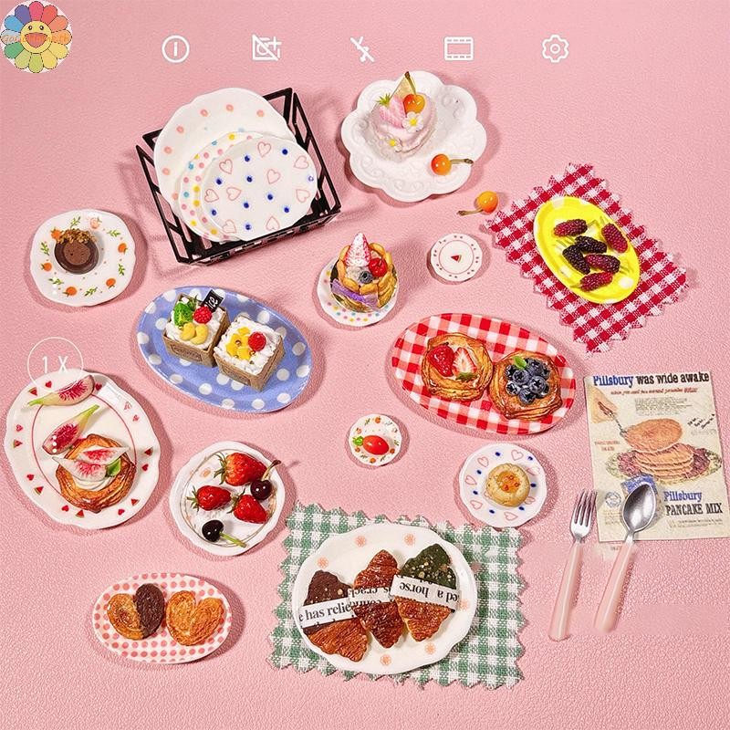 Gogo 4 ชิ้น 1:12 Dollhouse Miniature จานจานอาหารค่ําถาดตุ๊กตา House Mini Kitchen Tableware ตกแต่งของเล่นตุ๊กตาเครื่องใช้ในบ้าน TH