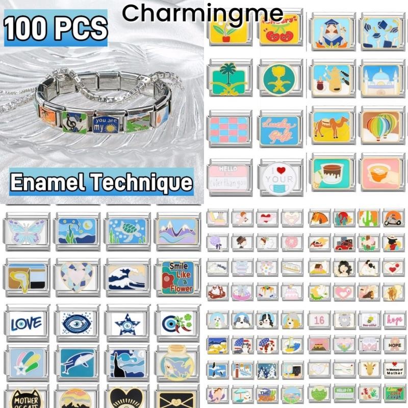 100 รูปแบบและคํา Charms สร้อยข้อมืออิตาเลี่ยน Charm Links Fit 9 มม.Modular สร้อยข้อมือเครื่องประดับสแตนเลส DIY ทํา