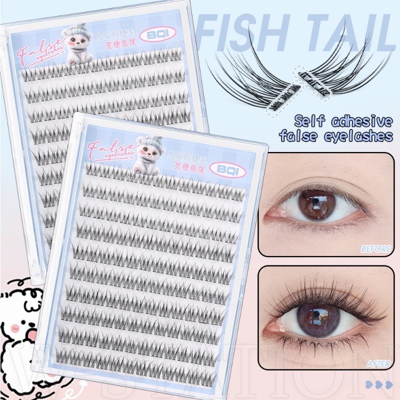 Cluster Segmented ขนตาปลอม - แต่งหน้าความงาม Lashes Extension Tools - 3D Natural Volume Long Thick - Fake Eyes Lashes - Fluffy, Cross, Messy, Self-กาว