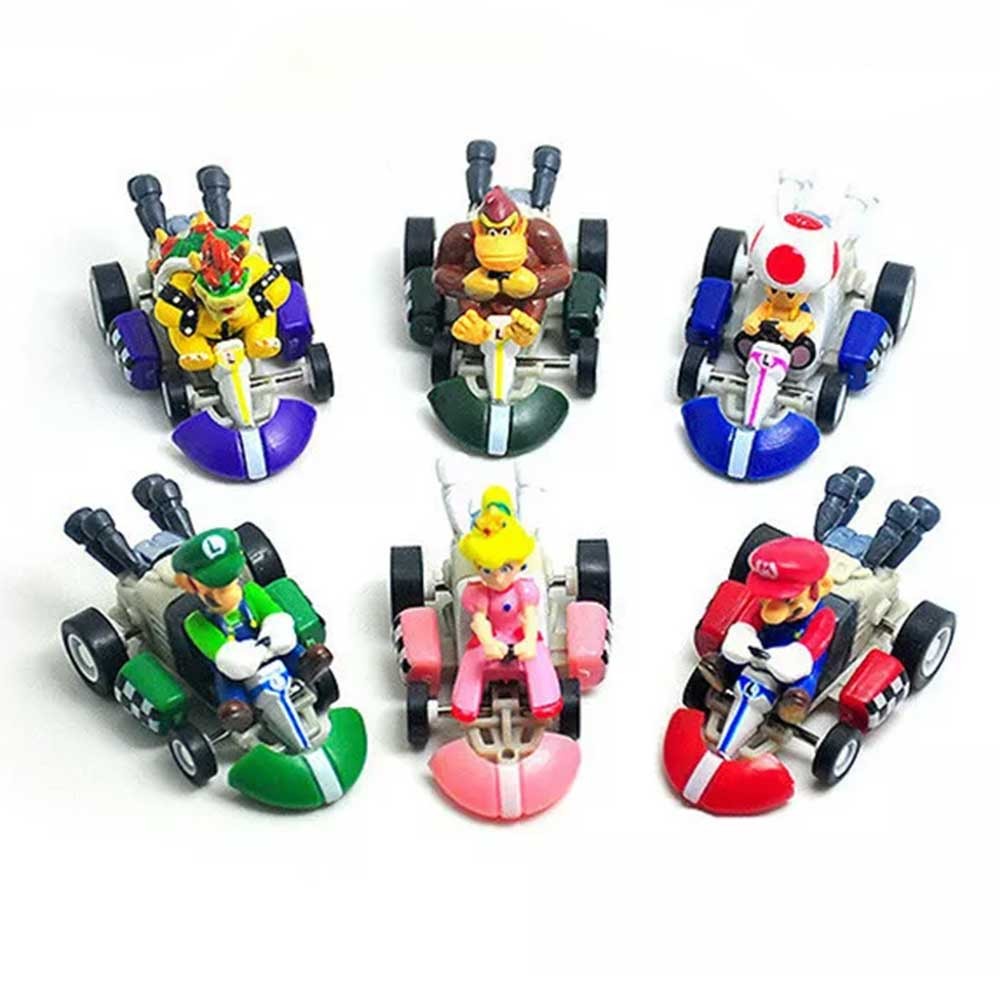 6Pcs/set Mario Kart Pull Back Car Mini Action Figure Toys Cake Topper Gift