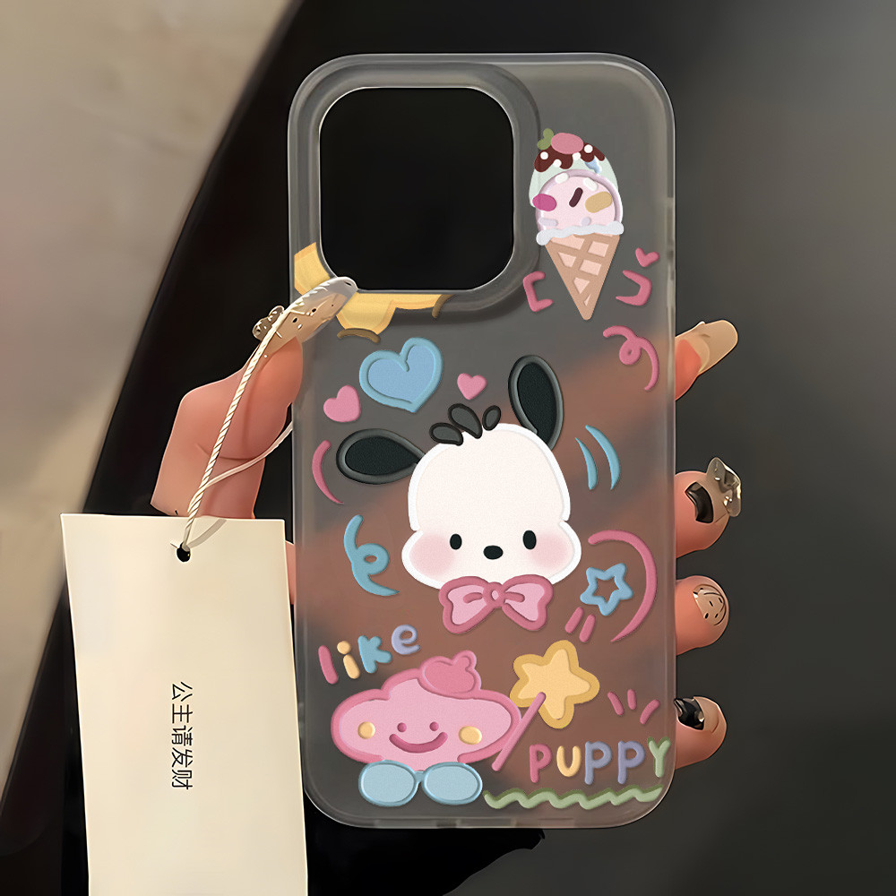 Cute Dog เคสแบบด้านสำหรับ iPhone 16 15 14 Pro MAX 11 12 13 Pro Case เคสโทรศัพท์มือถือนิ่ม แบบใส บางพิเศษ แต่งรูขนาดใหญ่