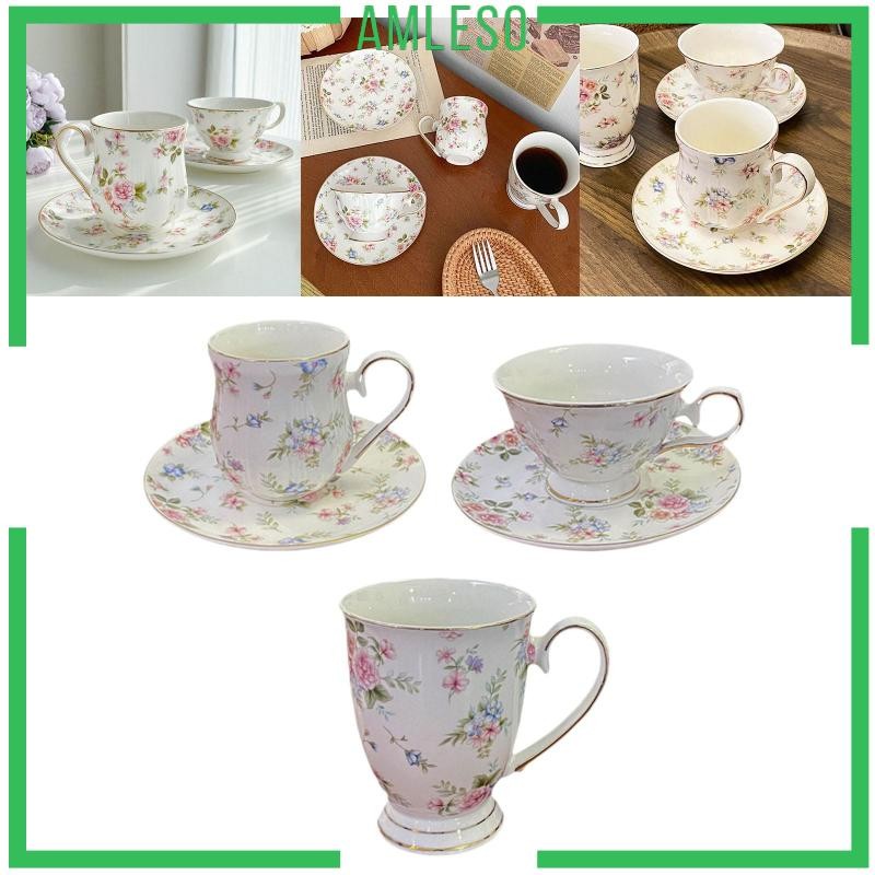 [แอมเลโซ] ถ้วยกาแฟ, ถ้วยชา, การออกแบบดอกไม้, ของขวัญพร้อมจานรอง, เครื่องประดับสําหรับบ้านและ