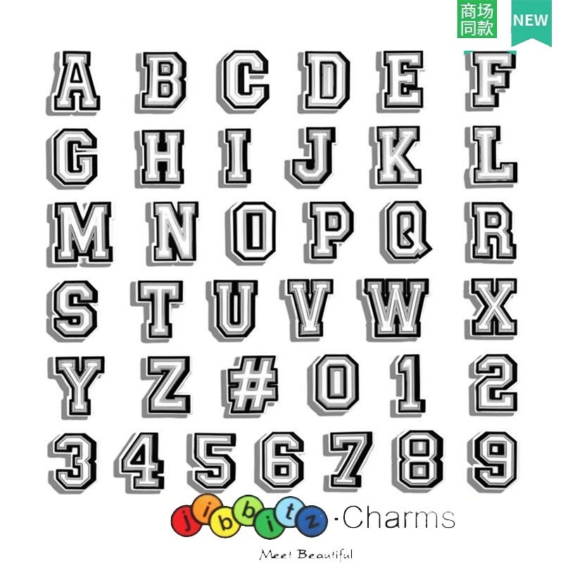 Jibbitz Crocs จิ๊บบิท ติดรองเท้า A-Z 0-9 Figure English ของแทั Jibbitz Crocs เกาหลี