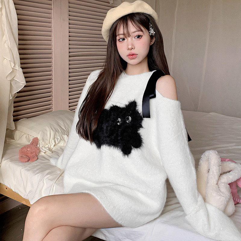 Suysuy พร้อมส่ง เสื้อแขนยาว ไหมพรมขนมิงค์ แต่งลวดลายตัวอักษร ลายสัตว์ น่ารักๆเก๋ๆ เนื้อผ้าหนานุ่ม กันหนาว สไตล์เกาหลี - รูปที่ 3