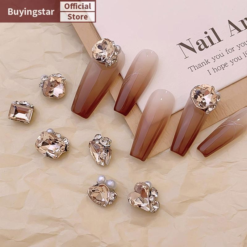 Zcx 5 ชิ้น Maillard กาแฟเล็บคริสตัล Pile เพชรประกายตกแต่ง Charm Shiny Rhinestone เครื่องประดับเล็บอุปกรณ์เสริม VO
