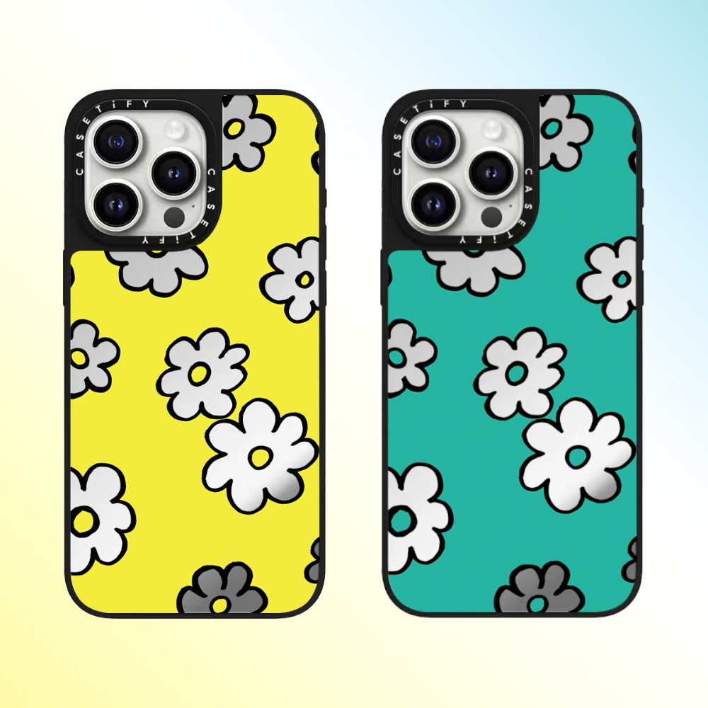 Casetify เต็มหน้าจอดอกไม้ขนาดเล็กคุณภาพสูงกระจกเคสโทรศัพท์เหมาะสําหรับ iPhone 16promax 16pro 16 plus 15 promax 14 promax 15 pro 14 pro 13 pro 12 แฟชั่น Anti Drop Hard Case