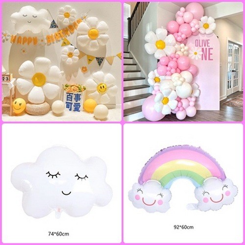 ลูกโป่งดอกเดซี่ สีขาว สไตล์เกาหลี สำหรับตกแต่ง งานปาร์ตี้ วันเกิด เทศกาล ปัจฉิม พร็อพประดับตกแต่ง ถ่ายรูป