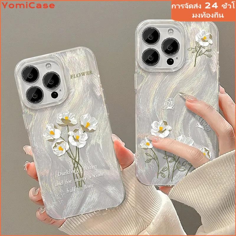 เคสแข็งหรูหรา ins ดอกไม้สวย เคสไอโฟน16 for iPhone11 12 13 14 15 Pro Max 8Plus 7Plus XS XR Max เคสไอโฟน13