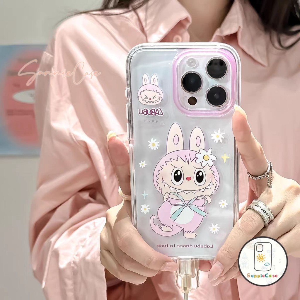 Labubu เคสไอโฟน16 IPhone 13 12 16 15 11 14 Pro Max XR X XS Max 8 Plus SE 2020 น่ารัก แฟชั่น การ์ตูน โปร่งใส เคส